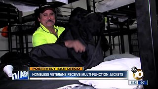 Sailor distributes jacket to keep homeless warm