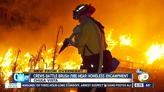 Brush fire erupts near homeless encampment in Chula Vista