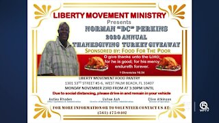 Free turkey, grocery giveaway Monday at Liberty Movement Ministry near West Palm Beach