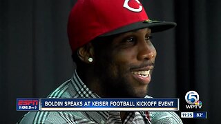 Anquan Boldin speaks to Keiser Football team 8/14