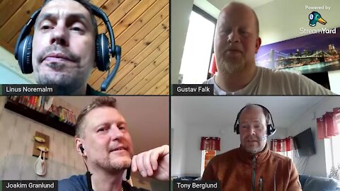 Joakim Granlund, Tony Berglund, Linus Noremalm, Gustav Falk diskuterar Polisens covid-arresteringar