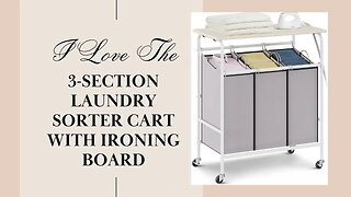3-Section Laundry Sorter Cart with Ironing Board