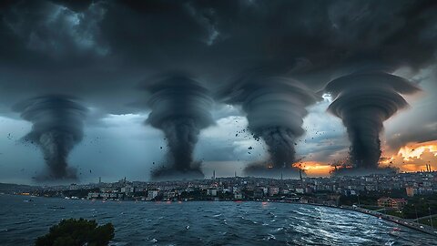 Horrible event! Everything disappeared in 2 minutes! Storm and Tornado in Antalya, Turkey