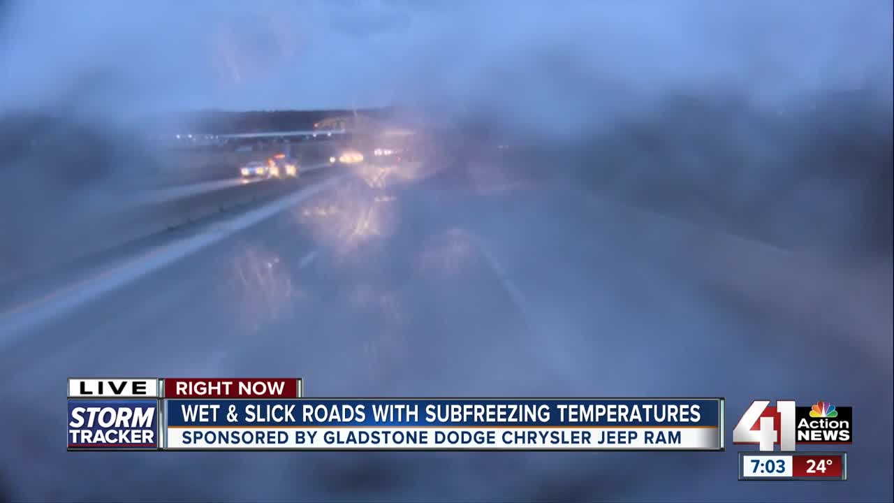 Wet, slick roads with subfreezing temperatures