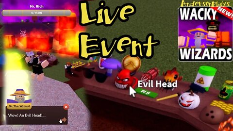 AndersonPlays Roblox Wacky Wizards [LIVE EVENT] - How to Get Evil Head + All Evil Head Potions
