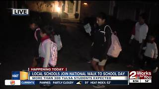 Local students join in "Walk to School" Day