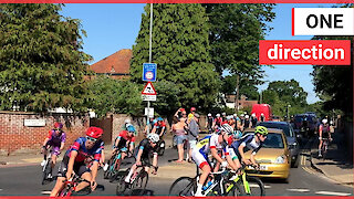 Hilarious moment hundreds of cyclists at HSBC National Championships take a wrong turn during a race