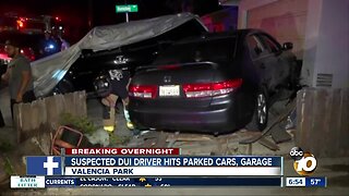 Car hits parked vehicles, crashes through fence at Valencia Park home