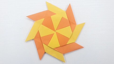 Origami paper transforming ninja star with Sky