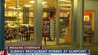 Two men robbed Subway at gunpoint overnight