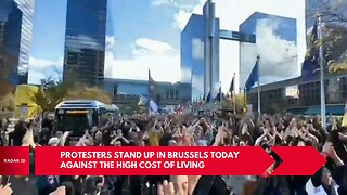 Thousands of protesters stand up in Brussels today against the high cost of living