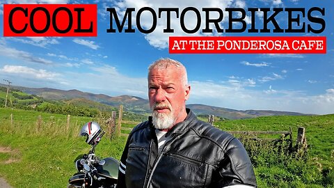 An Eclectic Mix Of Motorcycles at the Ponderosa Cafe in Wales on the Royal Enfield Super Meteor 650
