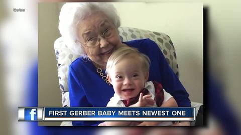 First Gerber baby and Tampa resident; new Gerber baby meet for the first time