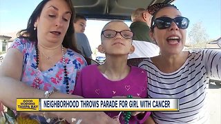 Neighborhood throws parade for girl with cancer