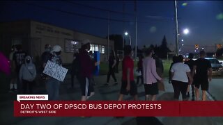 Day 2 of DPSCD bus depot protests