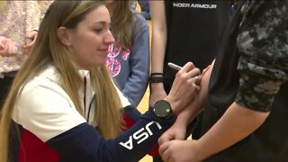 Winter Olympian talks to students at old elementary school