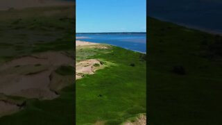 Flying over an island