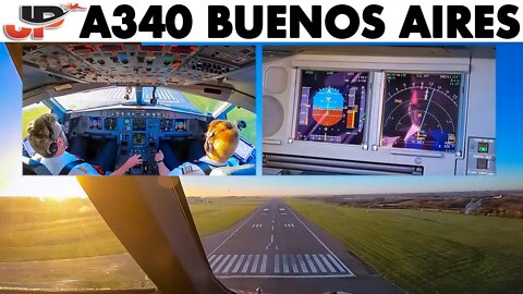 Piloting AIRBUS A340 into Buenos Aires | Cockpit Views