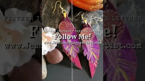 SKILAMALINK, 4 inch leather feather earrings