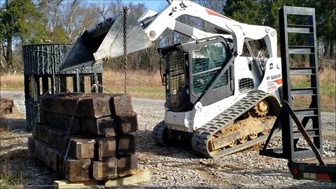 Bobcat T650 Track loader lifting 4,100 lbs testing Welding of hooks on Modern Homesteading Farm