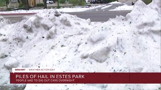 Evening storms dump rain across Colorado, big piles of hail in Estes Park