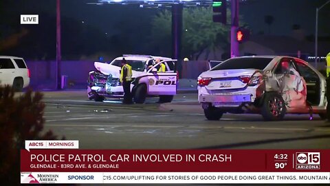 Glendale police officer, two others hospitalized after crash near 83rd Ave and Glendale