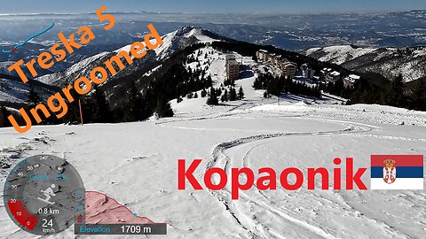 [4K] Skiing Kopaonik, Treska from Pančićev Vrh - Staze 5, 5a and 4d, Serbia, GoPro HERO10