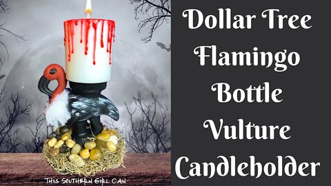 Dollar Tree Flamingo Bottle Candleholder | Dollar Tree Halloween Decor | Easy Halloween DIY