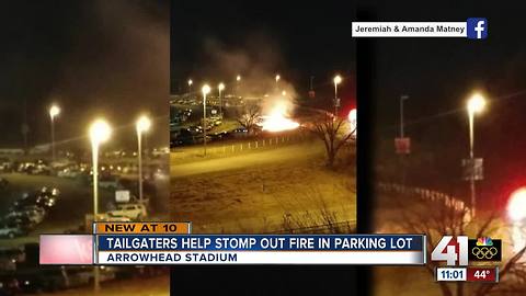 Tailgaters help stomp out fire at Arrowhead