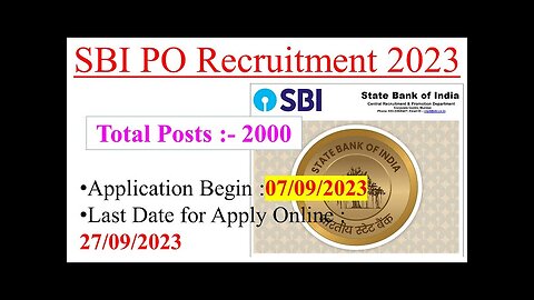 SBI PO Vacancies 2000 | Probationary Officer | SBI Recruitment 2023 | JK jobs update