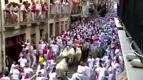 Participants gored during Running of the Bulls