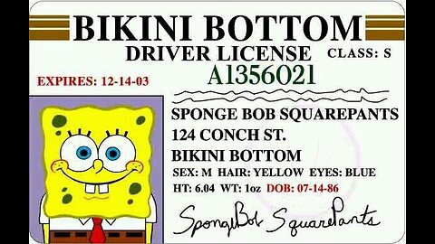 Spongebob's Driver's License Has Pedophile Jeffrey Epstein's Home Address ? WOW