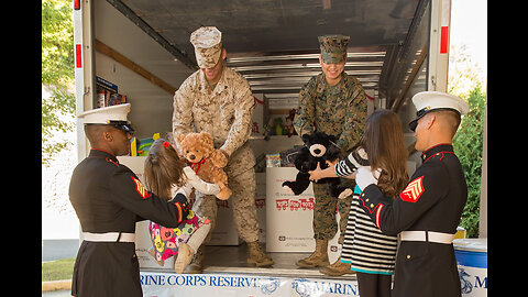 U.S. Marines volunteer at Toys for Tots event