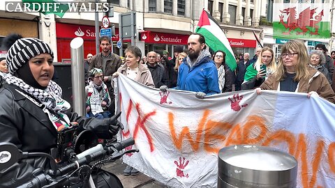 March Pro-Palestinians Protesters Cardiff city center