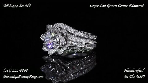Large Original Blooming Beauty Ring Set High Polish With 1.25 Carat Lab Grown Center Diamond