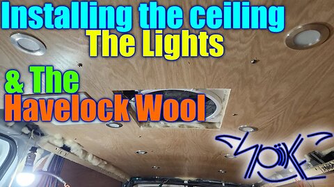 Insulating, Cutting and Installing 1/4" plywood ceiling, wiring up pod lights!