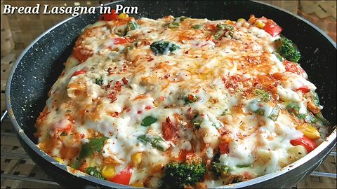 Vegetable Lasagna with Bread in a Pan | Easy Lasagna without oven | meog