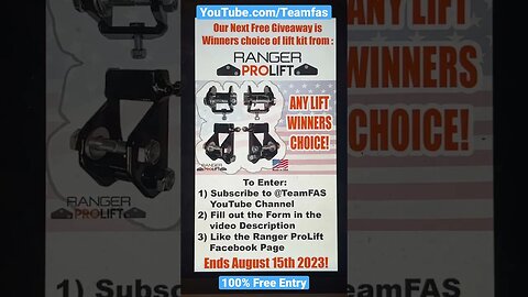 Free Polaris Ranger Lift Kit Giveaway! 100% Free Entry just check the main video for all details.