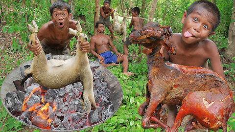 Primitive Technology- Soups A Whole Goat Eat In Forest, Water Spit!