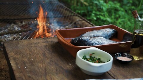 Outdoor Fire Cooking 4k 🐟 Fish & Chips - Homegrown Tilapia