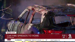 Car fire causes damage to Covington home