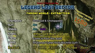 Destiny 2 Legend Lost Sector: Throne World - Extraction on my Titan 1-16-23