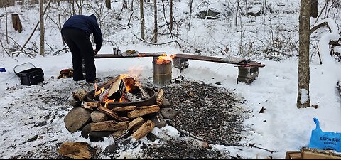 COLD shelter camping! Fat Guy in the Woods Ep. 2