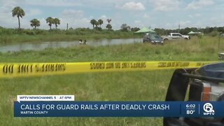 Calls for guardrail after deadly crash into Martin County pond