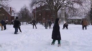 Battle in Bedford: Community comes together for snowball fight following winter storm