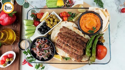 Lebanese Platter With Adana Kabab & Roasted Pepper Hummus Recipe By Food Fusion (Bakra Eid Special)