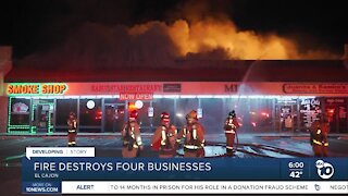 Fire destroys multiple businesses in El Cajon stip mall