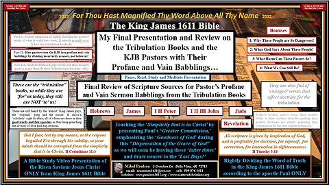 Modern Bible Doctrine Tribulation Books Summary/Review with comments directed to KJB Pastors, etc.