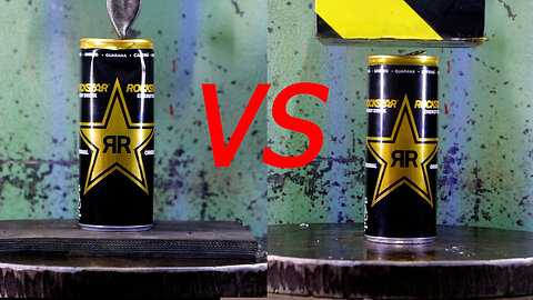 Crushing And Cutting Energy Drink Cans: Hydraulic Press Destruction!