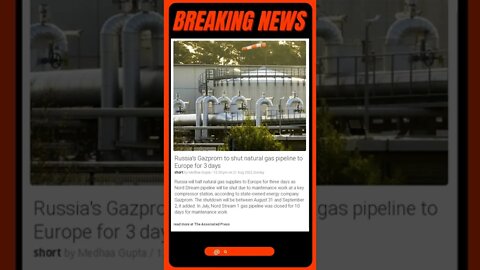 Live News: Russia's Gazprom to shut natural gas pipeline to Europe for 3 days #shorts #news